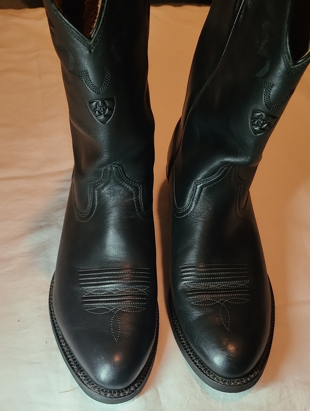 Ariat Black Western Leather Cowboy Boots, Size 8D #34601